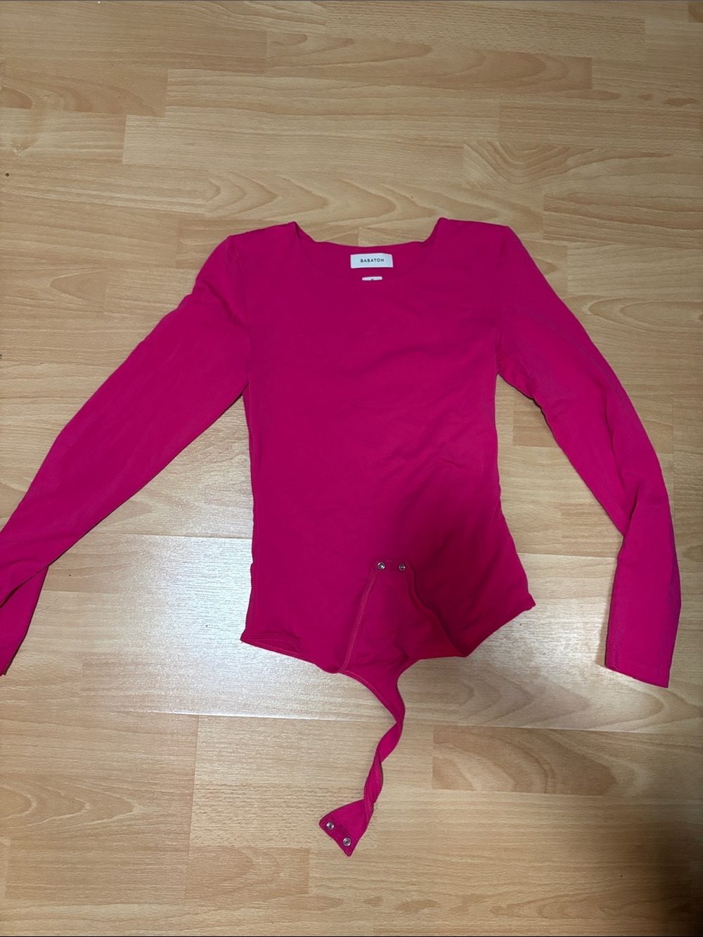 Babaton Fuchsia Long Sleeve Snap-Front Bodysuit